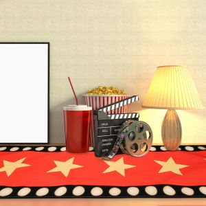 VIKAMA Movie Night Table Runner Gold Star Design - Red Carpet Decor for Family Gatherings and Birthday Parties