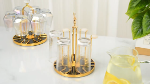 Khay úp cốc phong cách hoàng gia sang trọng xoay 360 độ kệ úp cốc decor phòng khách hiện đại My Home DN552