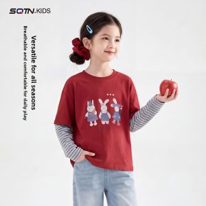 SQTN.KIDS | Girl Long Sleeve T-Shirt Layered Design Shirt