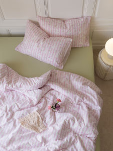 Young Adult Heart Cartoon Cute Four-Piece Set 1.2M All Cotton Pure Cotton 100 Bed Sheets Quilt Cover Three-Piece Bedding Set