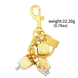 Creativity Golden Dice Keychain Pendant Portable Lucky Charm Keyring Pendants Men Women Backpack Jewelry Accessories