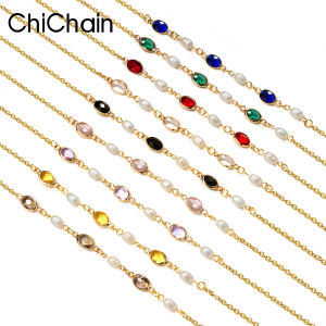 Chichain Stylish Pearl Beaded Crystal Eyeglasses Necklace for Women Chic Stainless Steel Glasses Holders Chains 9 colors
