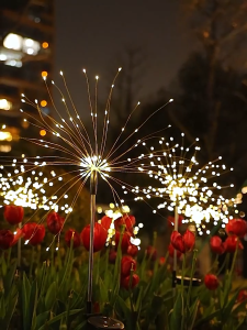 【Free Shipping】2PCS Christmas Lights 120/150LED Solar Fairy Lights Outdoor Waterproof 8 Modes Christmas Lights LED Firework Lamps for Garden Patio Christmas Tree Garden Decorations