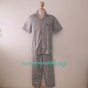 ชุดนอนผู้ชาย คอปก อก50นิ้ว แขนสั้นขายาว ผ้าคอตตอน100 (XXL)