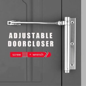 Adjustable Automatic Door Closer Stainless Steel Silver Self Closing Door Lock