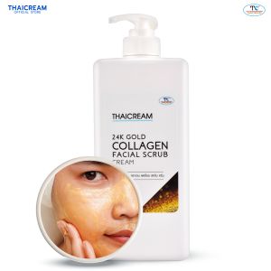 ไทยครีม สครับหน้า 1 กิโล ครีมขัดผิวหน้า face scrub สครับขัดหน้า ไทยครีม 24k Gold Collagen Facial Scrub Cream face scrub ครีมขัดผิวหน้า