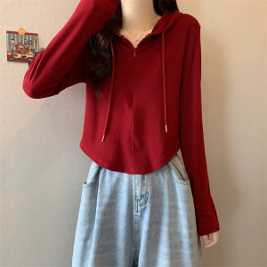 Stylish Minority Fashion Half Zipper Womens Spring and Autumn 2024 New Arrival Small Silm Hooded T-shirt Tops