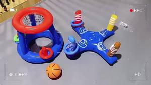 Party Sport Swimming Inflatable Ring Toss Game Floating Pool Toys for Adult Water Accessories Beach Supplies with 4 Loops