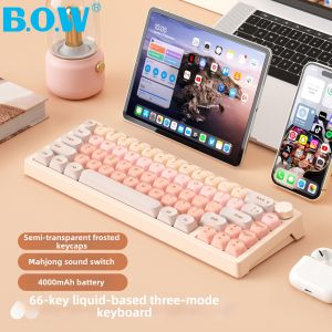 B．O．W | Wireless Bluetooth Three Mode Mechanical Keyboard and Mouse Kit Hot-swappable Mahjong Sound Aesthetic