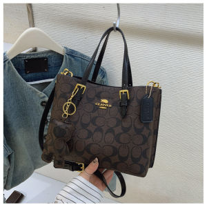 TLXT | Women Classic C Monogram Mini Tote Handbag Cute Bear Charm Adjustable Crossbody Commute Shoulder Purse