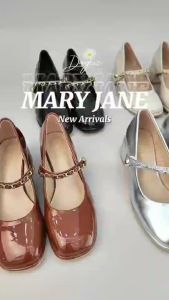 MellowCo รองเท้าแมรี่เจน Mary Jane สูง 2 นิ้ว สายคาดติดโซ่ทอง รุ่น Call Me Daycie 4-4373