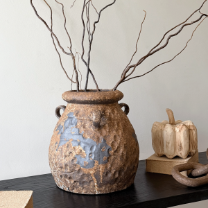 Zen Style Retro Earthenware Flower Vase for Home Decoration