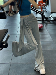 LANMENGYA | Summer Light Gray Yoga Flare Pants High Waist Design Trousers