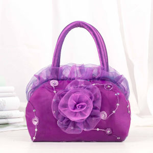 Mini Handbag Lace Canvas Coin Purse Vegetable Buying Key Phone Small Bag Sweet Lady Style Soft Handle Floral Print Polyester Lining