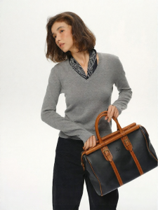 SHEITAOZI | V-Neck Solid Color Loose Fitting Long Sleeve Sweater