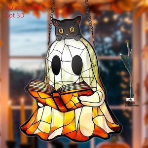 2D Flat 1pc Light Catcher - Acrylic Window Decoration Gothic Decoration for Halloween Window Decoration with Haunted House