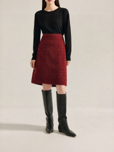 INMAN | French Style Red Midi Skirt