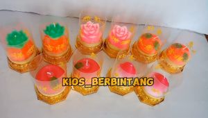 Lilin Sembahyang Motif & Lilin Buah 8 Jam: 1 Set Untuk Kebutuhan Anda