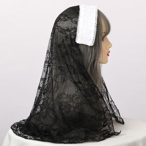 BLESSUME Church Clergy Women Veils Head Covering Head Veil Lace Church Veil Headband Nun Headpiece Cosplay