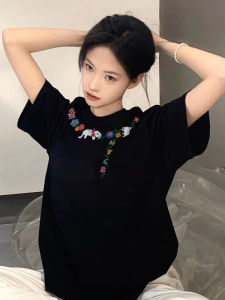 Áo Thun Cotton Tay Ngắn Dáng Rộng Mùa Hè Cho Nữ Thiết Kế Đơn Giản in Chữ Cổ Tròn Tay Ngắn Thoải Mái Thoáng Khí