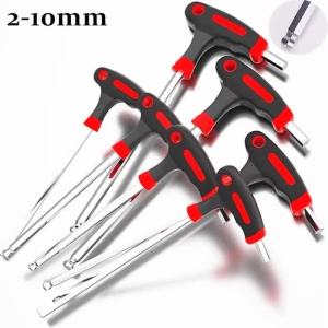Hexagonal Wrench Allen Wrench Hand Tool 2/2 5/3/4/5/6/8/10mm Adapter Universal Quick Pressure Ball Head Vanadium Chromium Steel