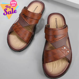 2026 Leather Sandals For Men Summer Fashion Beach Shoes Male Trend Mens Casual Slippers Non-slip Open-toe Sandals Shoes Male