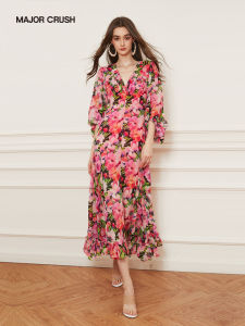 Original French Style Loose Elegant Midi Printed Dress