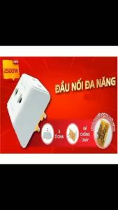 Ổ cắm chia điện thông minh 3 cửa chân đôi Cao Cấp Siêu chịu tải 2500W nhỏ gọn tiết kiệm diện tích ( Bảo Hành 2 Năm )