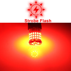 BMTxms 2pcs Strobe Flash 1156 BA15S P21W Red LED Bulbs 1157 BAY15D P21/5W Brake Light For Suzuki Smart Peugeot Opel SKODA Ford