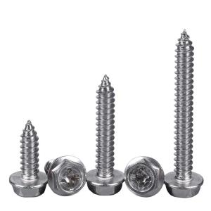 OPPU | 304 Stainless Steel Cross Head External Hex Flange Self-tapping Screw Recessed Tip with Washer Screw