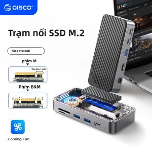 Vỏ Ổ Cứng ORICO 35 Inch Đế Cắm SSD Kép M.2 NVME 10Gbps USB Type-C Tương Thích HDMI 4K60Hz PD100W Hub Đa Cổng