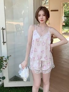 เซ็ตชูดนอนสีเขียว + กางเกงขาสั้น มีหลายลาย ผ้าเนื้อและเย็น สำหรับสาวอ้วน H9205