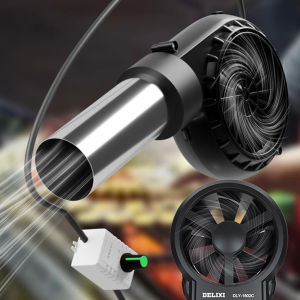 พัดลมเป่าลมเตาไม้ขนาดเล็กแบบพกพา อุปกรณ์เสริมสำหรับเตาบาร์บีคิว ชุดเป่าลมไฟแบบปรับได้ผ่าน USB สำหรับทำอาหารกลางแจ้ง ปาร์ตี้ ปิกนิก