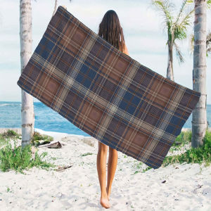 brown blue plaid Beach Towels Ultra Lightweight Quick Drying Super Absorbent Summer Essential Fast-Drying Towel for Beach