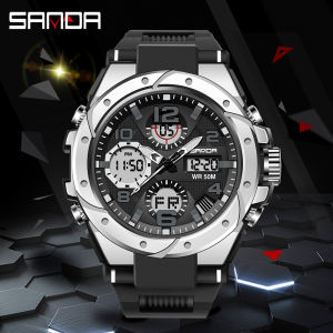SANDA Outdoor Sports Mens Quartz Watch Military Waterproof Watches G Style Dual Display LED Digital Men Watch Relogio Masculino