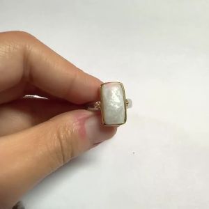 Huitan Geometric Design Women Ring with White Enamel Two Tone Accessories for Fashion Wedding Party Elegant Versatile Jewelry