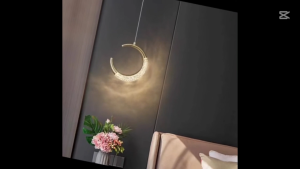 Luxury Bedroom Bedside Small  Pendant Light Modern Long Line Creative Moon Ring Corridor Lamp