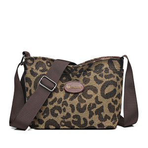 Retro Fashionable Oxford Cloth Leopard Print Crossbody Bag Lightweight Single Shoulder Small Square Bag for Women Casual Use