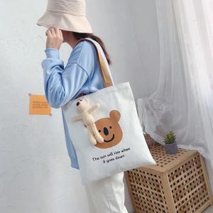🇲🇾Ready Stock🇲🇾Canvas Bag Women Shoulder Bag Ins Wild Simple Tote Bag Korean Cute Student Canvas Bag No Zipper 帆布包Ins百搭简约手提袋韩版帆布包没有拉链