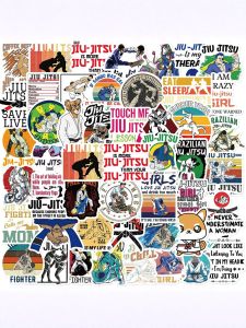 50 Pieces Jiu Jitsu Sport Personalized English Advertising Stickers Luggage Laptop DIY Picture Frame Paint Electric Vehicle Sound Skateboard PVC Waterproof Sticker Decals