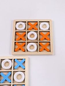 Wooden Tic Tac Toe Tabletop Mini Classical Family Party Board Games Mini XO Chess Block Puzzle Early Educational Toys