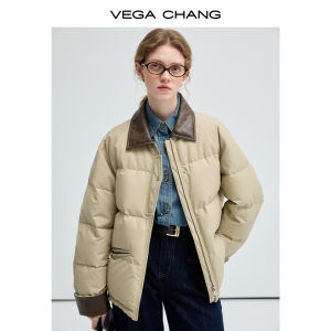 VEGA CHANG | Áo Khoác Lông vũ Chống Gió Mới ấm áp mùa Đông Da PU