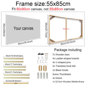 Various Sizes Canvas Frame Wooden Frames Natural Wooden Photo Oil Painting Canvas Diamond Painting Frames Canvas Wood Wall Frame