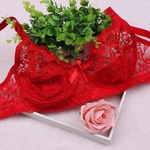 Áo Ngực Ren Đỏ Cỡ Lớn Gợi Cảm Siêu Mỏng Không Có Mút Áo Ngực Nữ Mùa Hè Không Có Núm Vú Áo Ngực Ren Siêu Mỏng Cỡ Lớn