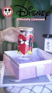 Disney | 1pc 16oz Disney Mickey Minnie Cốc Thủy Tinh Borosilicate Có Nắp Và Ống Hút Cốc Mùa Hè Thân Thiện Với Môi Trường Cho Nước Ép Cà Phê Đá Quà Tặng Dễ Thương