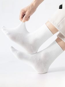 MiiOW | Mens Summer Thin Breathable Mesh Antibacterial Anti-Odor Sweat Absorbent Long Tube Socks Pure Color MiiOW Cat Person Socks