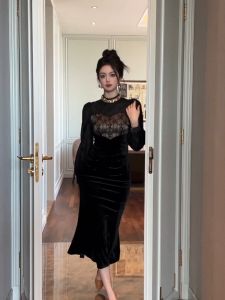 ZYHT EraVogue Váy nữ Váy đen Váy đuôi cá Váy đuôi cá Váy công sở Váy Hiso Váy cổ điển Váy bảo hộ lao động Váy dạ tiệc 21541