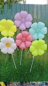 สินค้าพร้อมส่ง ลูกโป่งดอกเดซี่ หน้ายิ้ม ตกแต่งงานเลี้ยงวันเกิด ไม่ต้องประกอบ เป่าง่าย ลูกโป่ง พร็อพถ่ายรูป ตกแต่งงานเลี้ยงวันเกิด