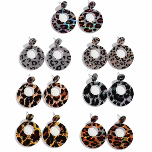 Vintage อะคริลิคเสือดาวพิมพ์วงกลมเรขาคณิต Big Chunky ต่างหูผู้หญิงบุคลิกภาพ Hoop ต่างหู 2025 เครื่องประดับ