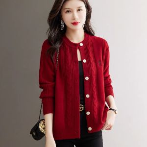 MAIMEI | Fashionable Solid Color Long Sleeve Knitted Sweater Womens Loose Short Design Knit Cardigan Coat Autumn New Arrival